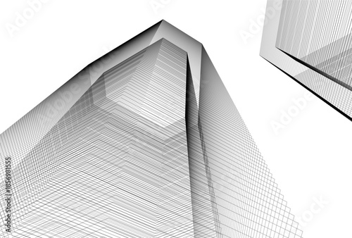 Abstract architecture 3D rendering