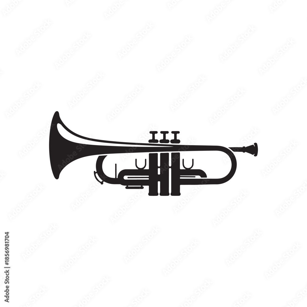 Naklejka premium vector silhouette icon of parade trumpet