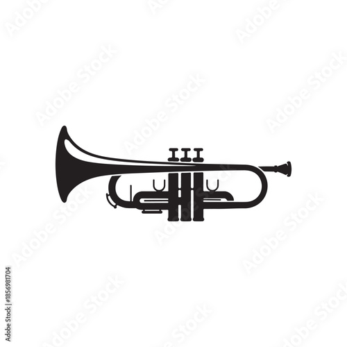 vector silhouette icon of parade trumpet