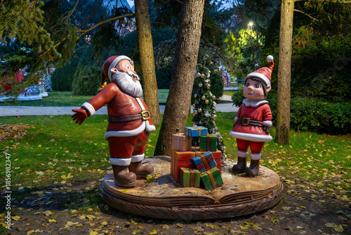 Decoration on the streets of the Christmas market in Craiova Romania