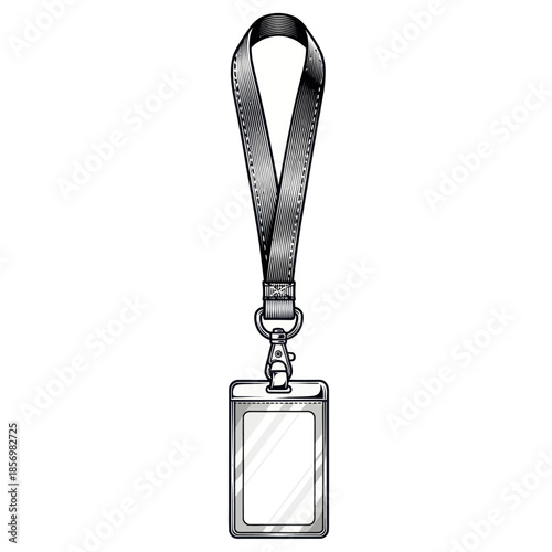 Black and White Lanyard with ID Card Holder, Badge Clip, and Carabiner Clip