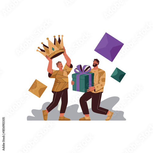 modern festive illustration inspired by three kings traditions