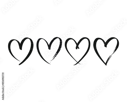 Minimalist hand-drawn heart icons set - love and affection symbols
