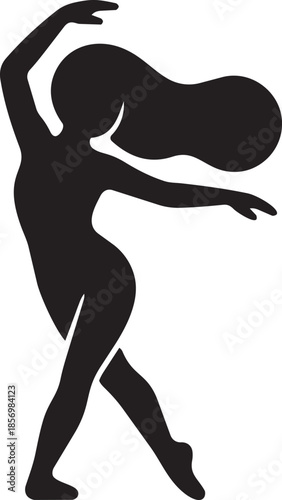 Graceful ballet dancer silhouette performing artistic dance movement on transparent background