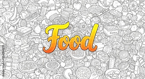 A colorful illustration of various food.