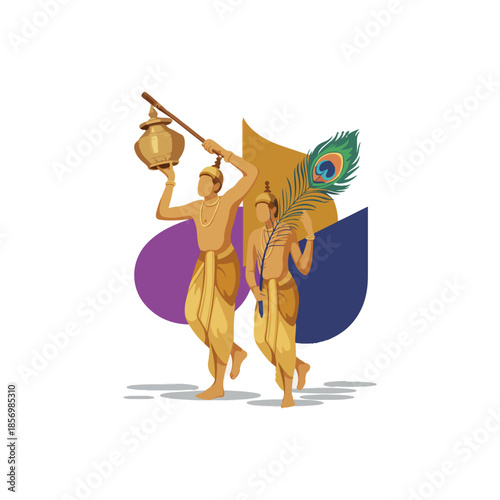 minimalist thaipusam concept with ritual objects and serene poses