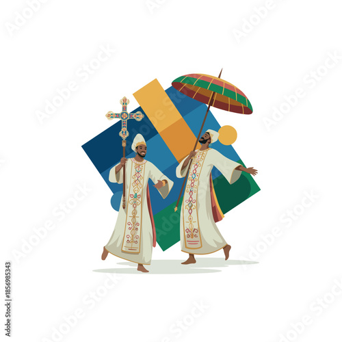 modern cultural festival illustration inspired by ethiopian traditions