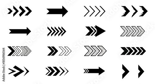 Collection of various black arrow icons.