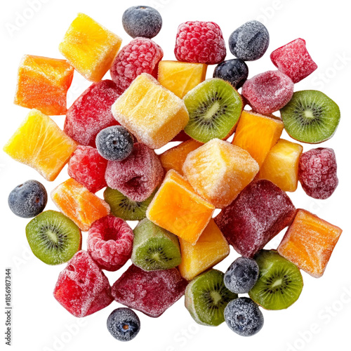 Assorted fruit candies isolated on transparent background