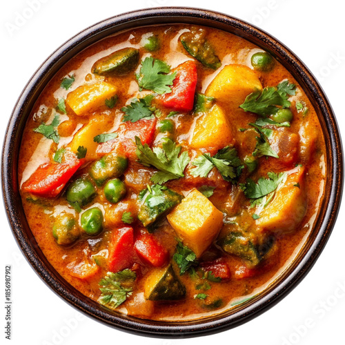 Vegetable curry isolated on transparent background