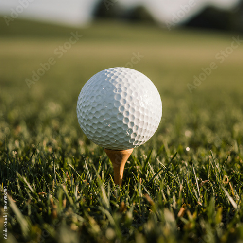 Bola de Golfe no gramado: Conceito de Precisão, Sucesso e Lazer de Luxo. Bola de golfe na grama