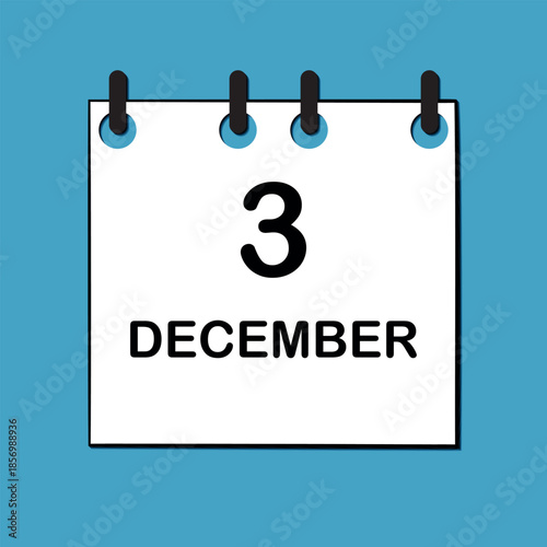December 3. Daily Calendar icon for design. Simple design for business brochure, flyer, print media, advertisement. Easily editable.