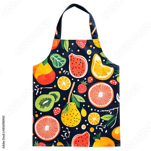 Colorful fruit pattern apron isolated on transparent background