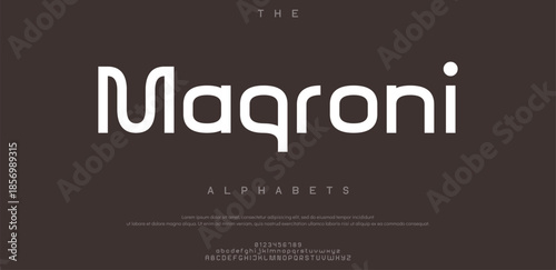 Maqroni creative modern alphabet. Typography with modern regular and number. minimalist style fonts set. vector illustration