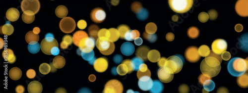 Abstract color shining bokeh isolated on transparent background. Lights and sparks glitter glowing effect. Lens flare Christmas or New Year holiday card.