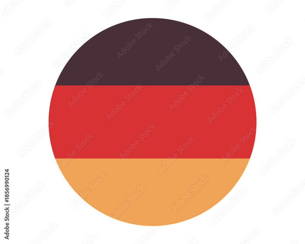 Obraz premium Germany national flag circular icon black red yellow horizontal stripes vector illustration