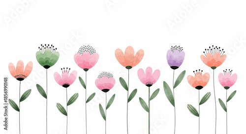 Colorful illustration of various flowers.