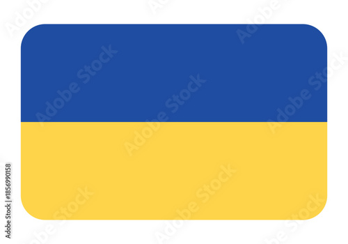 Ukraine national flag rounded rectangle blue yellow horizontal stripes minimalist vector illustration