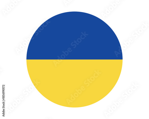 Ukraine national flag circular icon blue yellow horizontal stripes vector illustration
