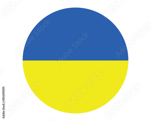 Ukraine national flag circular icon blue yellow horizontal stripes vector illustration