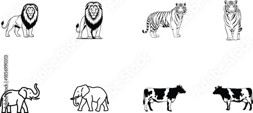 Collection of various wild and domestic animals