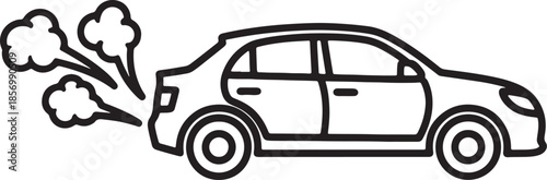 Stylized black and white of a car emitting smoke from its exhaust pipe symbolizing pollution environmental issues and automotive emissions a conceptual also transparent background