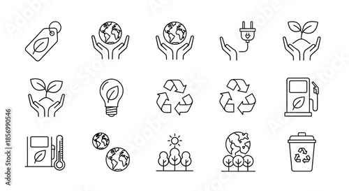 Eco friendly icons for sustainable living.