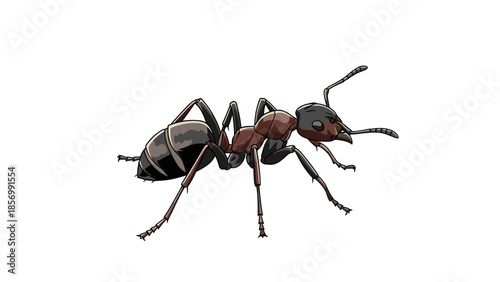 Detailed Ant Insect Vector Illustration, Symbol of Hard Work and Teamwork, isolated on transparent background for Graphic Design Projects, Education Material and More.