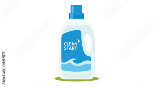 Laundry Detergent Bottle Icon: Clean Start Concept for Freshness, Home Care, and Hygiene, Isolated on Transparent Background. Vector Illustration for Advertising.