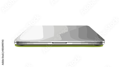 Sleek Silver Laptop, Closed Lid View - Modern Technology and Productivity Symbolism - Portable Computing Power, isolated on transparent background, Business and Education Ready.