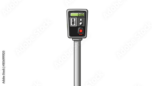 Parking Meter Vector Illustration: Automated Payment System for Roadside Parking, Isolated on transparent background for Cityscape Mockups and Urban Planning
