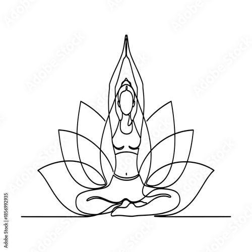Woman practicing yoga in lotus position with serene expression