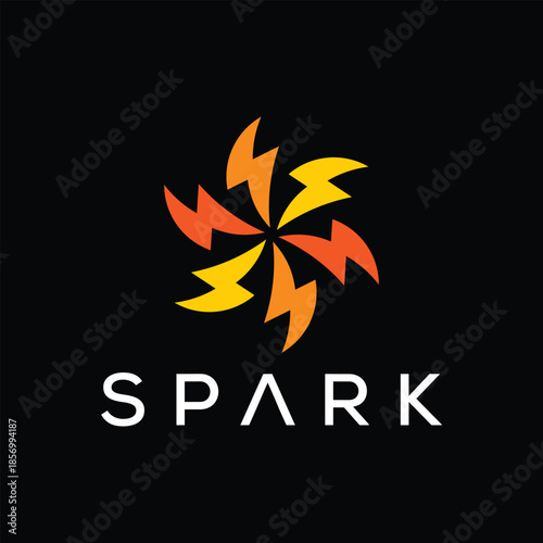 spark electricity power pattern logo design vector