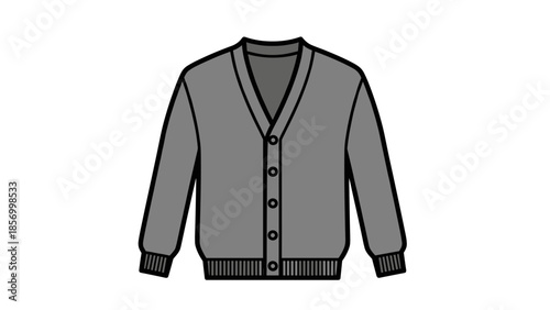 Grey Cardigan Sweater with Buttons Front View.