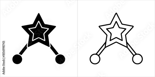 Matching business startup icon vector set with modern line art outline and bold solid silhouette design
