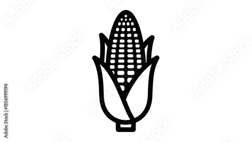 Simple Black and White Corn Illustration.