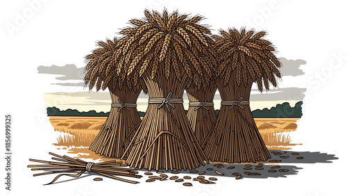 Three Bundles of Reeds or Rushes.