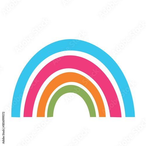 Rainbow icon on a transparent background. Detailed isolated symbol. Cute vector illustration. Scandinavian doodle style.