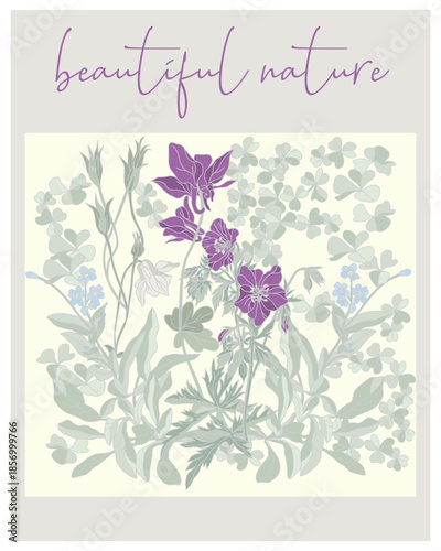  Poster wildflowers in vintage style