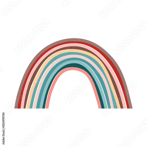 Rainbow icon on a transparent background. Detailed isolated symbol. Cute vector illustration. Scandinavian doodle style.