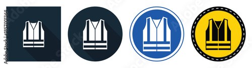 Set of Four Stylish Safety Vest Icons in Various Colors and Designs