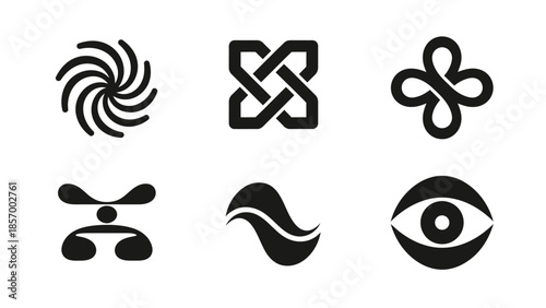 Abstract geometric symbols set in black and white for design elements