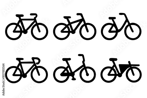 Different bicycle icons set simple design