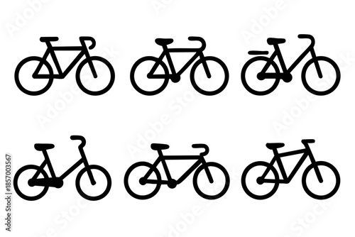 Different bicycle icons set simple design