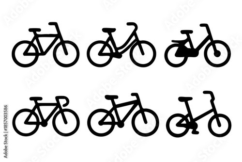 Different bicycle icons set simple design