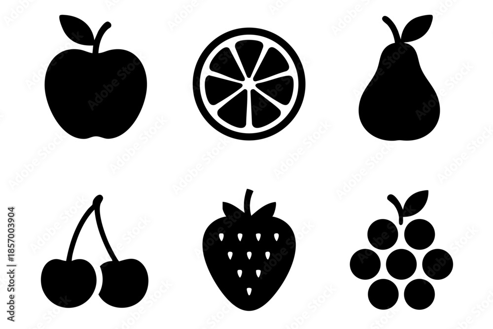 custom made wallpaper toronto digitalDifferent fruit and berry silhouette icons set simple design