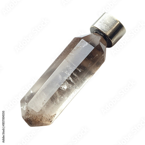 Clear quartz crystal pendant isolated on transparent background