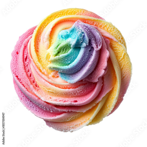 Rainbow frosting swirl isolated on transparent background