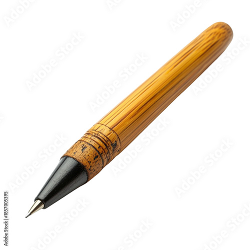 Wooden pen with cork detail isolated on transparent background