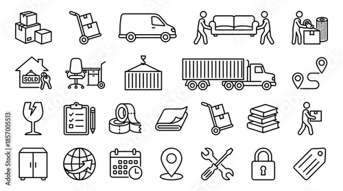 Delivery Trucks and Packing Supplies in a Warehouse Environment for Business Graphics